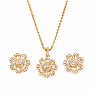 Conjunto Flor Cristais 18K