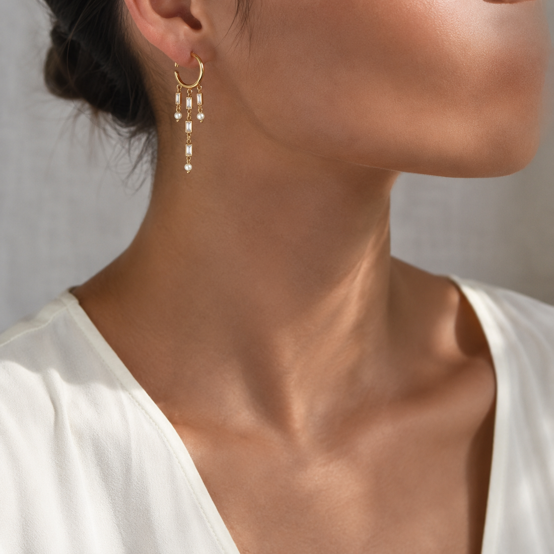 Brinco Argola com Pêndulo 18K