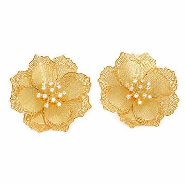 Brinco Flor Cravejado 18K
