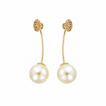 Brinco Pérola com Gota Cravejada 18K