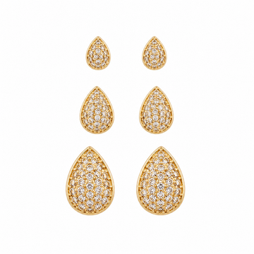 Trio de Gotas Cravejadas 18K