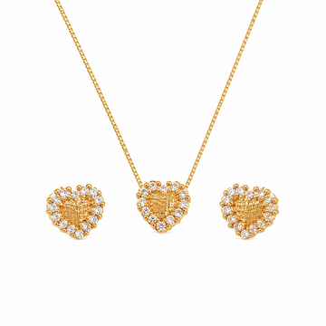 Conjunto Coração Cravejado 18K
