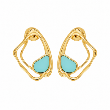 Brinco Orgânico Azul Turquesa 18K