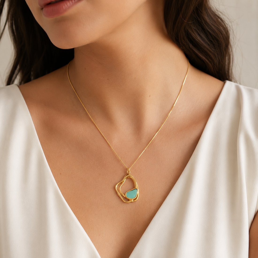 Gargantilha Azul Turquesa 18K