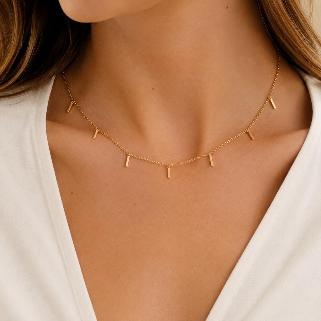 Gargantilha com Placas Cravejadas 18K
