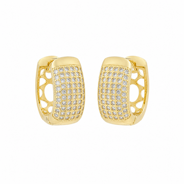 Brinco Argola Oval 3 Filetes de Zircônias Folheado a Ouro 18K