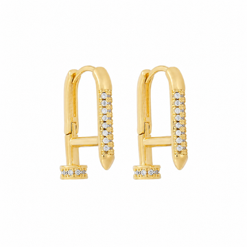 Brinco Argola Prego com Zircônias Folheado a Ouro 18K