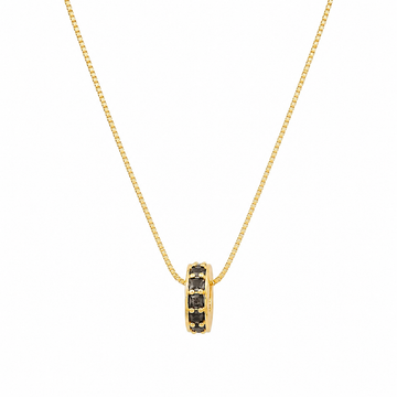 Gargantilha Pingente Estilo Berloque Cravejado Folheado a Ouro 18K