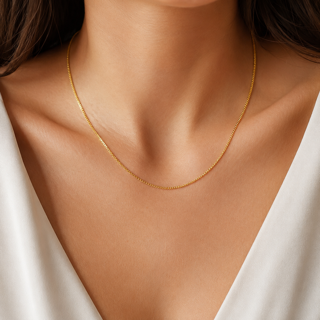 Corrente Feminina Veneziana Fina 60cm Folheada a Ouro 18K